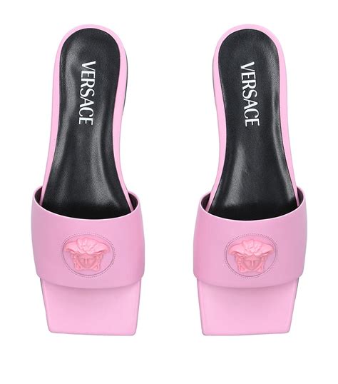 versace pink diamond slides|versace la medusa leather slides.